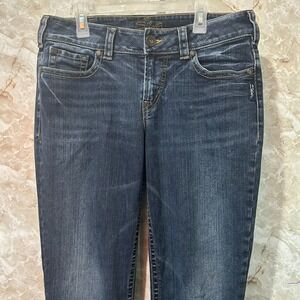 Silver Jeans Suki Capri Dark Wash Denim Jeans Womens Size 30 Bootcut‎
